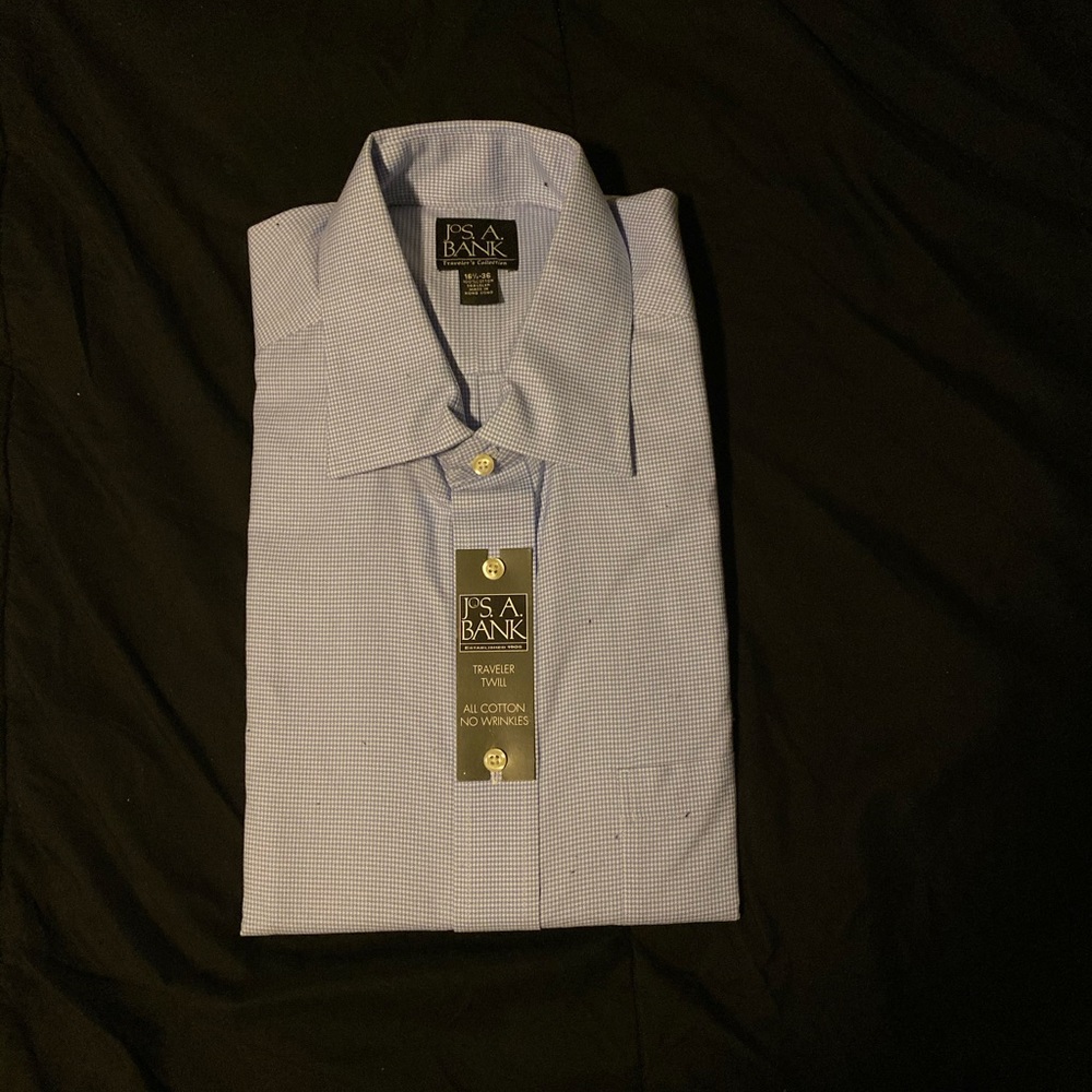 Jos. A. Bank Blue Check Traveler Twill Dress Shirt
